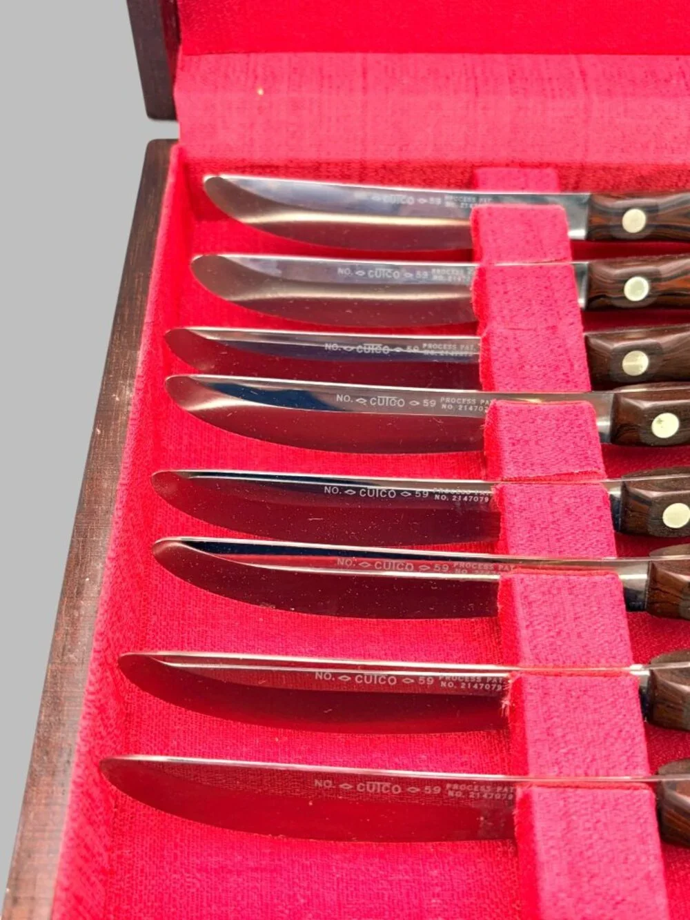 Vintage CUTCO No. 59 Steak Knife Set of 8 in Original Wood Presentation Case